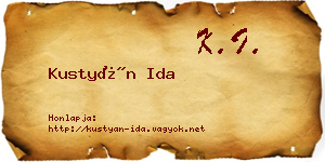 Kustyán Ida névjegykártya
